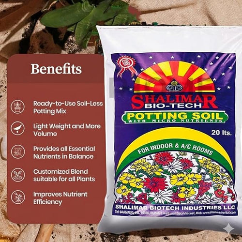 Shalimar Potting Soil (20L)- Organic Soil Green Pro/Organic Plant With Micro Nutrients For Indoor And Outdoor Plants For Home - General Purpose Plant Soil